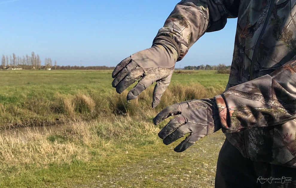 Gant camouflage des mains photo animalière